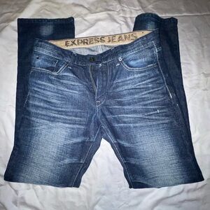 Express women's Faded Blue Slim Straight Jeans